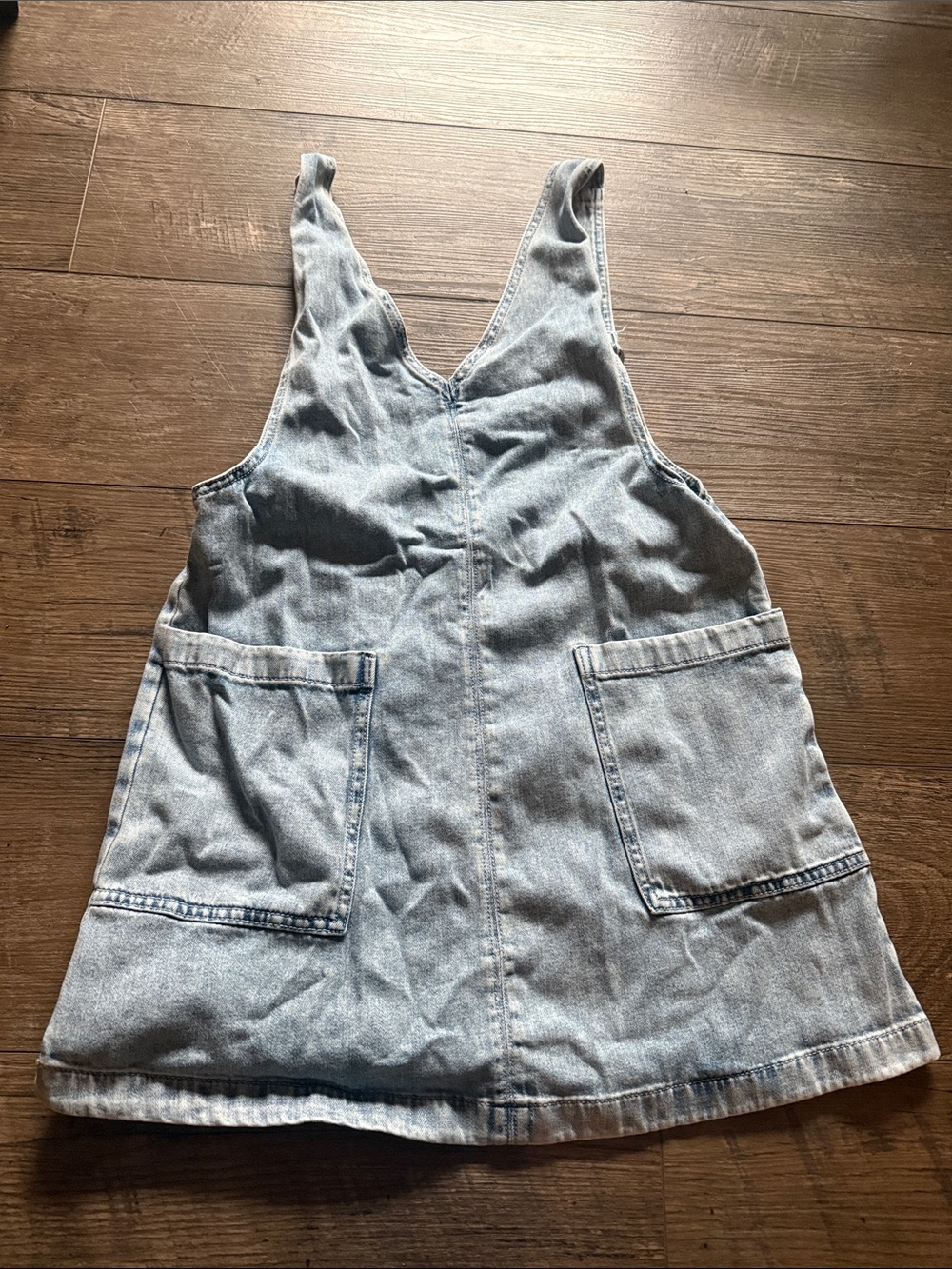 aerie Light Wash Denim Pinafore Dress